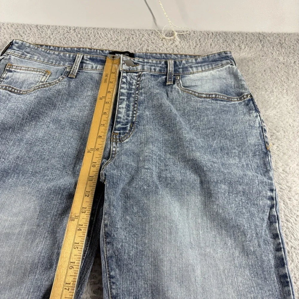 Nova Men Straight Leg Jeans 34x32 Stretch Acid Wash Blue Faded Retro